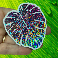 Holo Glitter Monstera Sticker