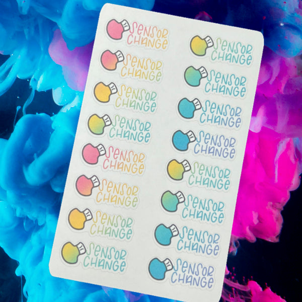 Medtronic Sensor Change Icon Planner Stickers - Rainbow