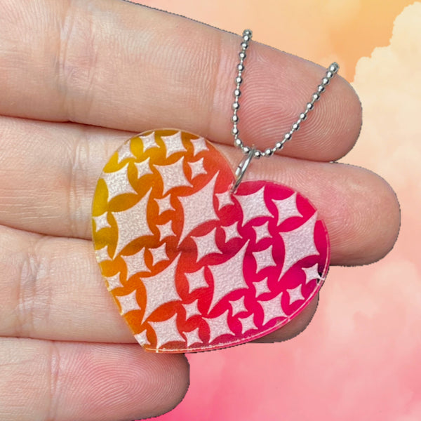 Sparkle Heart Necklace in Rainbow Magic