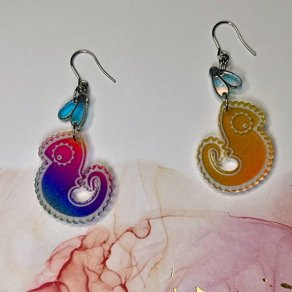 Chameleon Earrings in rainbow magic