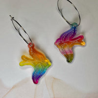 Swallows Earrings in rainbow magic