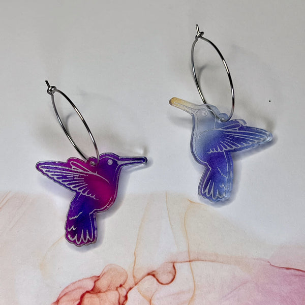 Hummingbird Earrings in rainbow magic