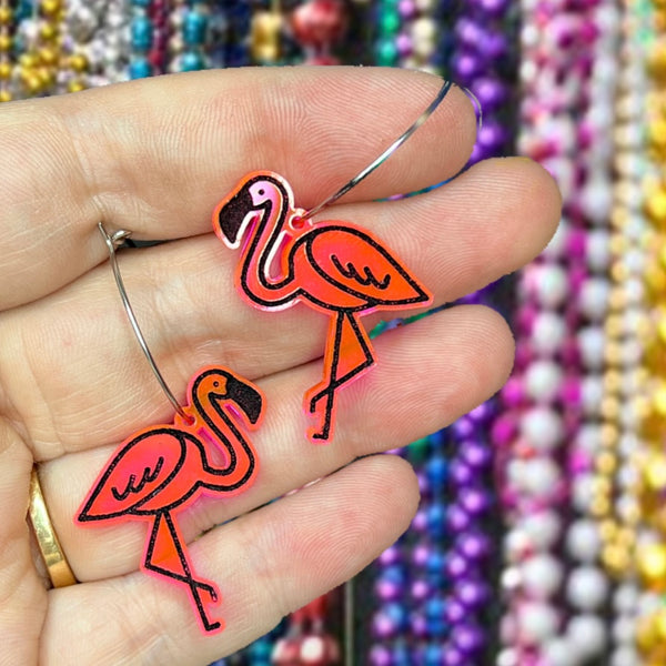 Pink Flamingo Earrings - Neon